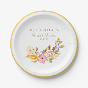 Assiettes En Carton Douce Fête Pétillante aux Fleurs Aquarelles Coloré