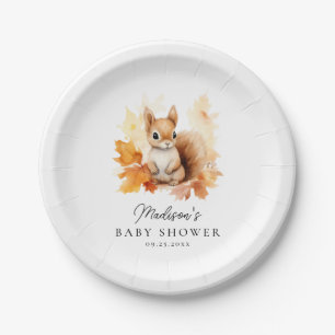 Assiettes En Carton Douce Fête Prénatale de la Forêt pour Bébé Écureui