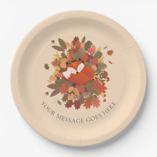 Assiettes En Carton Douce Fête Prénatale de Renardeau de Forêt / Sprin