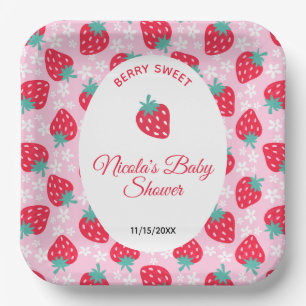 Assiettes En Carton Douce Fête Rose Bébé Fille Naissance Fraise