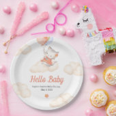 Assiettes En Carton Douce flottante Whimsical Custom Kitten Baby Girl (Fête)