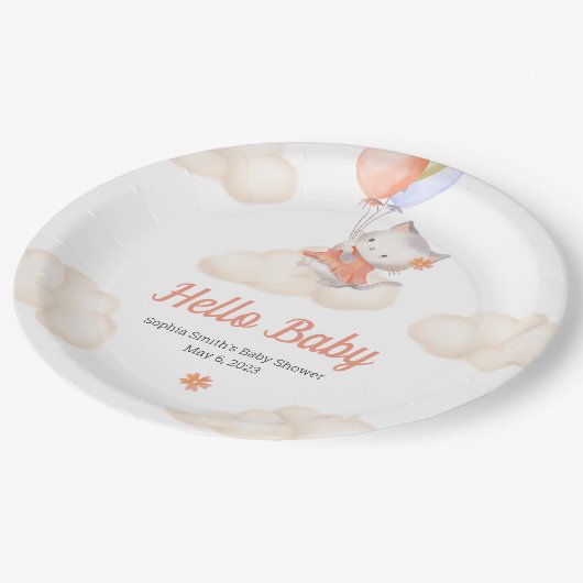 Assiettes En Carton Douce flottante Whimsical Custom Kitten Baby Girl (Angle)