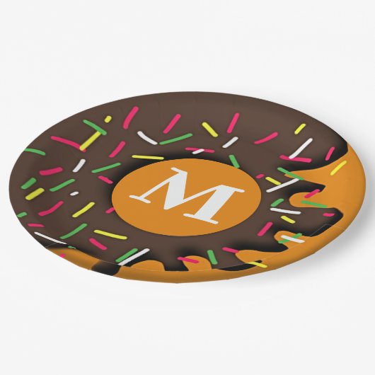 Assiettes En Carton Douce indulgence - Monogramme personnalisé de beig (Angle)