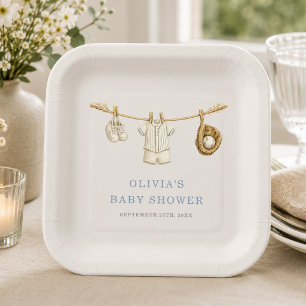 Assiettes En Carton Douce Lessive de Recrue de Baseball pour Baby Show