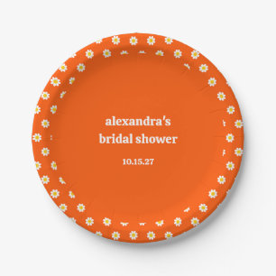Assiettes En Carton Douce Mariage Personnalisé avec des Marguerites Or