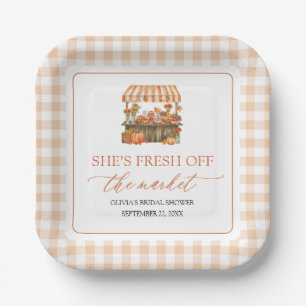 Assiettes En Carton Douce Mariée Orange Fraîche du Marché pour une Bab