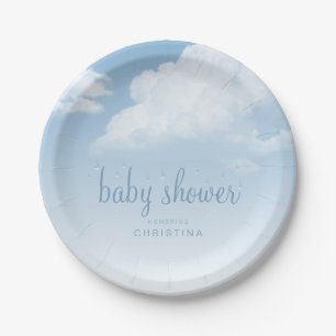 Assiettes En Carton Douce Nuages Gouttes de Pluie Baby Shower