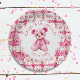 Assiettes En Carton Douce Ours en Peluche au Crochet Fille Baby Shower