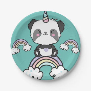 Assiettes En Carton Douce Panda Unicorn Girly Plaque en papier floral