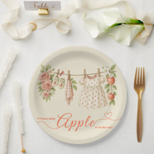 Assiettes En Carton Douce petite Baby Shower pomme   Bébé Rustique d'a