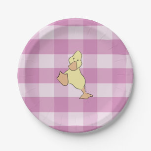 Assiettes En Carton Douce petite caneton shower bébé rose gingham