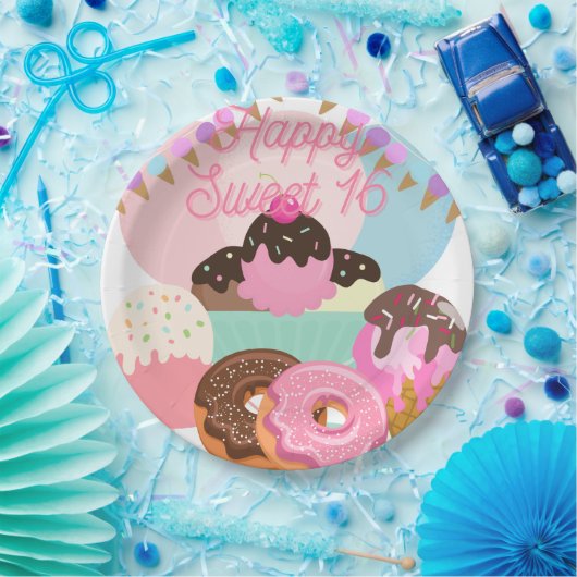 Assiettes En Carton Douce plaque d'anniversaire 16 (Fête)