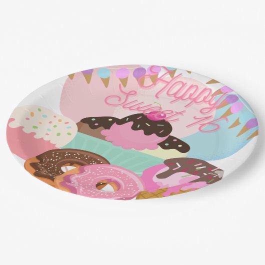 Assiettes En Carton Douce plaque d'anniversaire 16 (Angle)