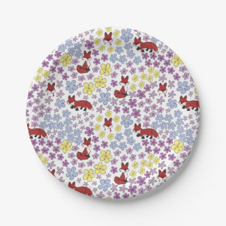 Assiettes En Carton Douce Renarde Colorée Fantaisiste Baby Shower Fleu