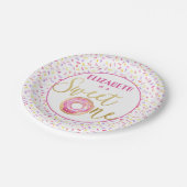 Assiettes En Carton Douceur Un Donut Anniversaire rose (Angle)