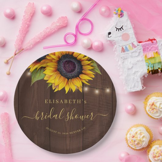 Assiettes En Carton Douche à nuptiale à fleurs rustiques (Fête)