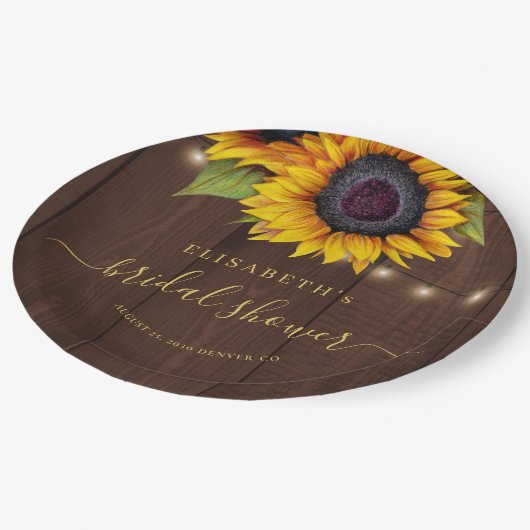 Assiettes En Carton Douche à nuptiale à fleurs rustiques (Angle)