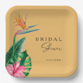 Assiettes En Carton Douche à nuptiale florale tropicale (Recto)