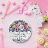 Assiettes En Carton Douche avec Baby shower Fleurs (Fête)