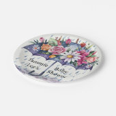 Assiettes En Carton Douche avec Baby shower Fleurs (Angle)