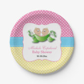 Assiettes En Carton Douche bébé jumelle - Deux petits pois dans un pod (Devant)