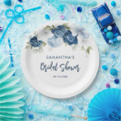 Assiettes En Carton Douche Bleue Florale Mariage Script (Fête)