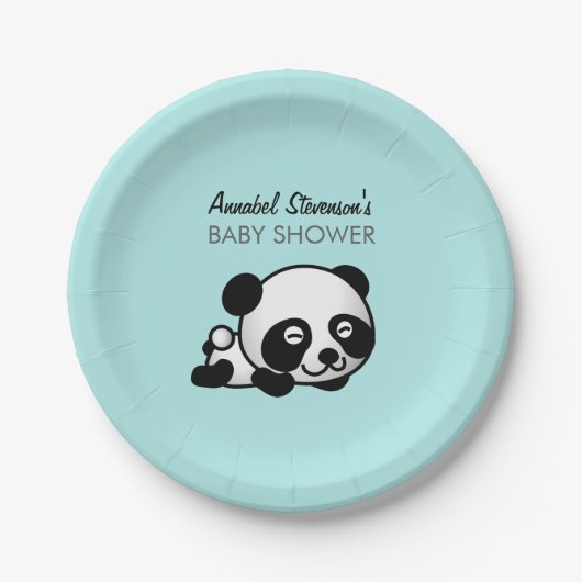 Assiettes En Carton Douche de bébé de panda (Devant)