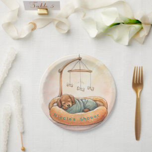 Assiettes En Carton Douche de bébé teckel 