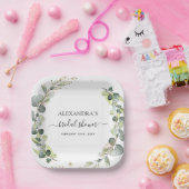 Assiettes En Carton Douche de Mariée Eucalyptus Verdure Bohème Jardin (Fête)