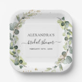 Assiettes En Carton Douche de Mariée Eucalyptus Verdure Bohème Jardin (Recto)