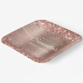 Assiettes En Carton Douche de Mariée Rose Doré Pailleté (Angulaire)