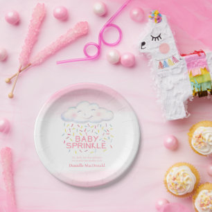Assiettes En Carton Douche d'eau rose pour bébé nuage