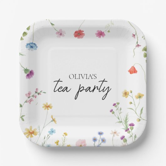 Assiettes En Carton Douche fleur sauvage Tea Party (Recto)