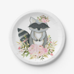 Assiettes En Carton Douche florale de forêt de région boisée de rose