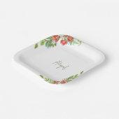 Assiettes En Carton Douche Florale Rouge Grenade de Toscane (Angulaire)