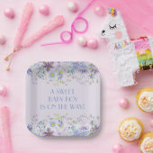 Assiettes En Carton Douche garçon violet et bleu Floral (Fête)