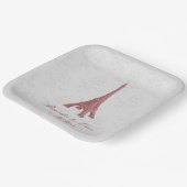 Assiettes En Carton Douche Mariage damassé Tour Eiffel Rouge (Angulaire)