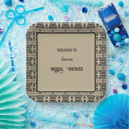 Assiettes En Carton Douche méditerranéenne grecque Brown et noire (Fête)