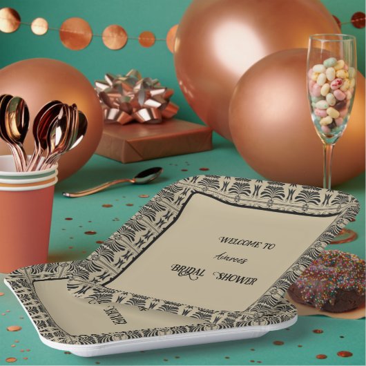 Assiettes En Carton Douche méditerranéenne grecque Brown et noire (Multi)