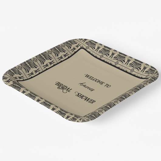 Assiettes En Carton Douche méditerranéenne grecque Brown et noire (Angulaire)