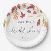 Assiettes En Carton Douche nuptiale feuille en chute (Devant)
