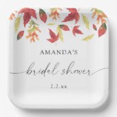 Assiettes En Carton Douche nuptiale feuille en chute (Recto)