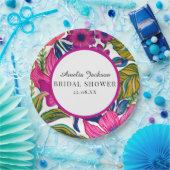 Assiettes En Carton Douche nuptiale florale et botanique bleu (Fête)