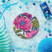 Assiettes En Carton Douche nuptiale florale et botanique bleu (Fête)