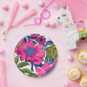 Assiettes En Carton Douche nuptiale florale et botanique bleu (Fête)