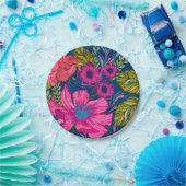 Assiettes En Carton Douche nuptiale florale et botanique bleu (Fête)