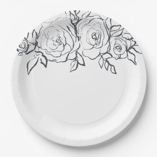 Assiettes En Carton Douche nuptiale, florale, vaisselle (Devant)
