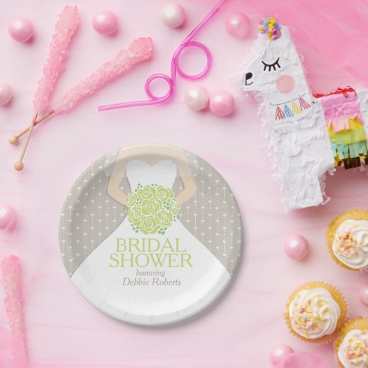 Assiettes En Carton Douche nuptiale mariage robe plaque de papier pers (Fête)