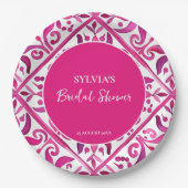 Assiettes En Carton Douche nuptiale mexicaine rose gras (Devant)