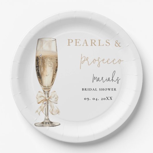 Assiettes En Carton Douche nuptiale Pearl & Prosecco (Devant)